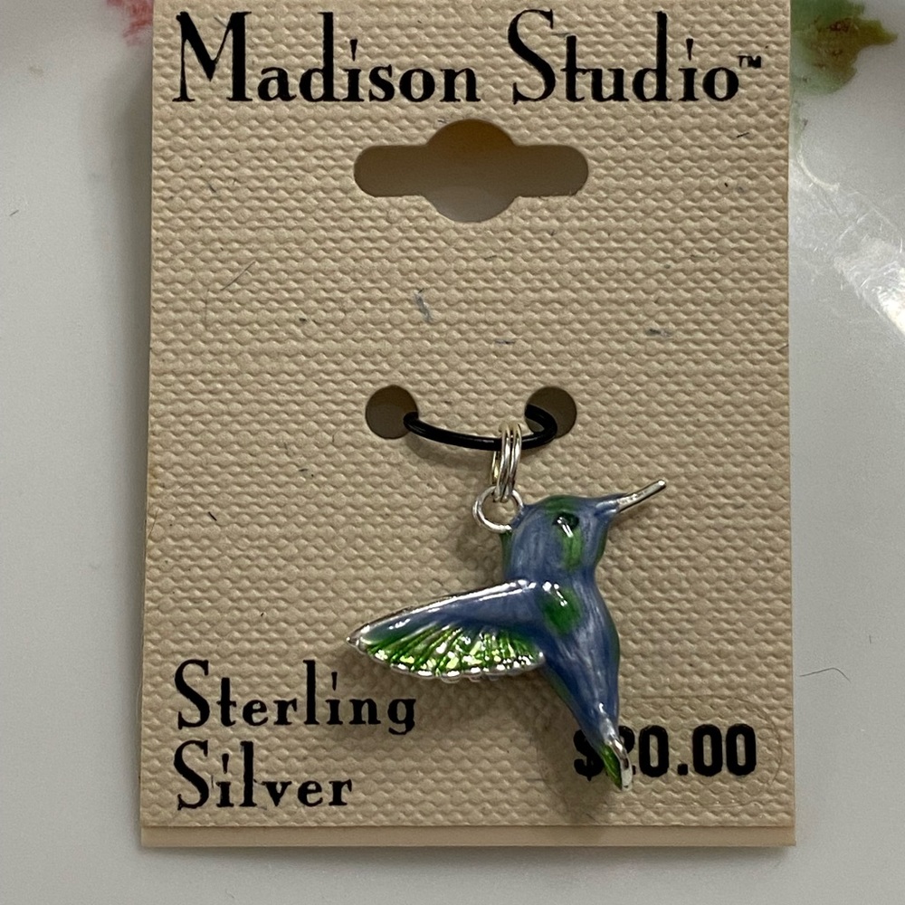 Vintage Sterling Enamel 3D Hummingbird Charm NWT (Final Price)